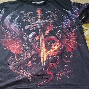 Source Unknown Fiery Dragon Sword Long Sleeve Shirt
